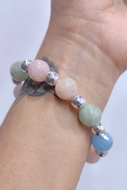 Pulsera Morganita con Bola de Plata.925