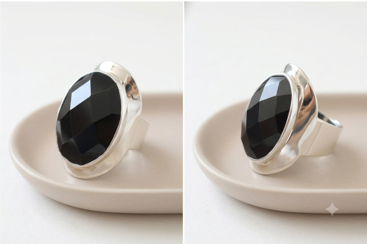 Anillo de Plata .925 con Onix Facetada