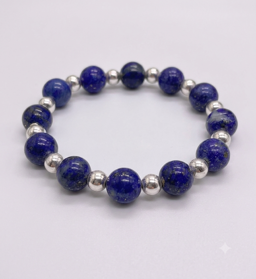 Pulsera Lapislázuli zuli con Bola de Plata.925