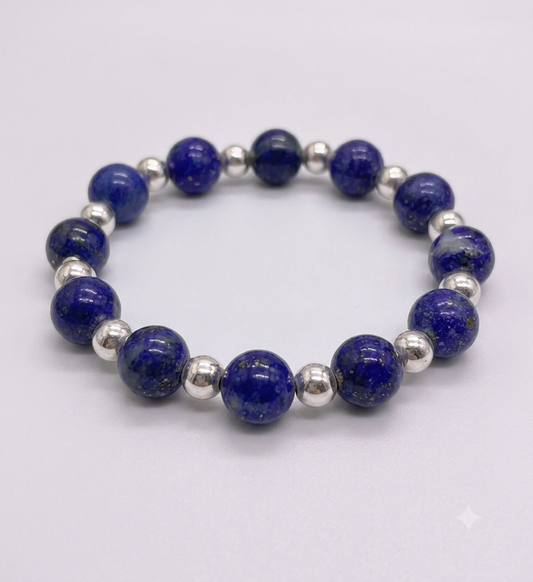 Pulsera Lapislázuli zuli con Bola de Plata.925