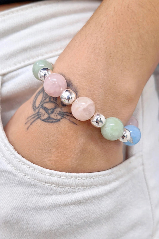 Pulsera Morganita con Bola de Plata.925
