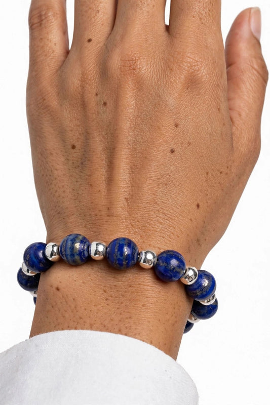 Pulsera Lapislázuli  con Bola de Plata.925