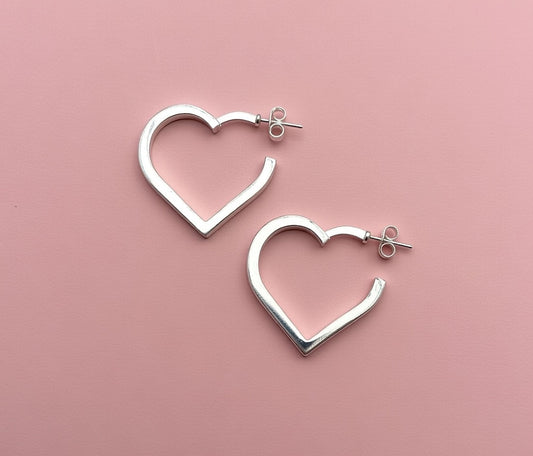 Arracadas Corazón Cartoneadas  Plata .925