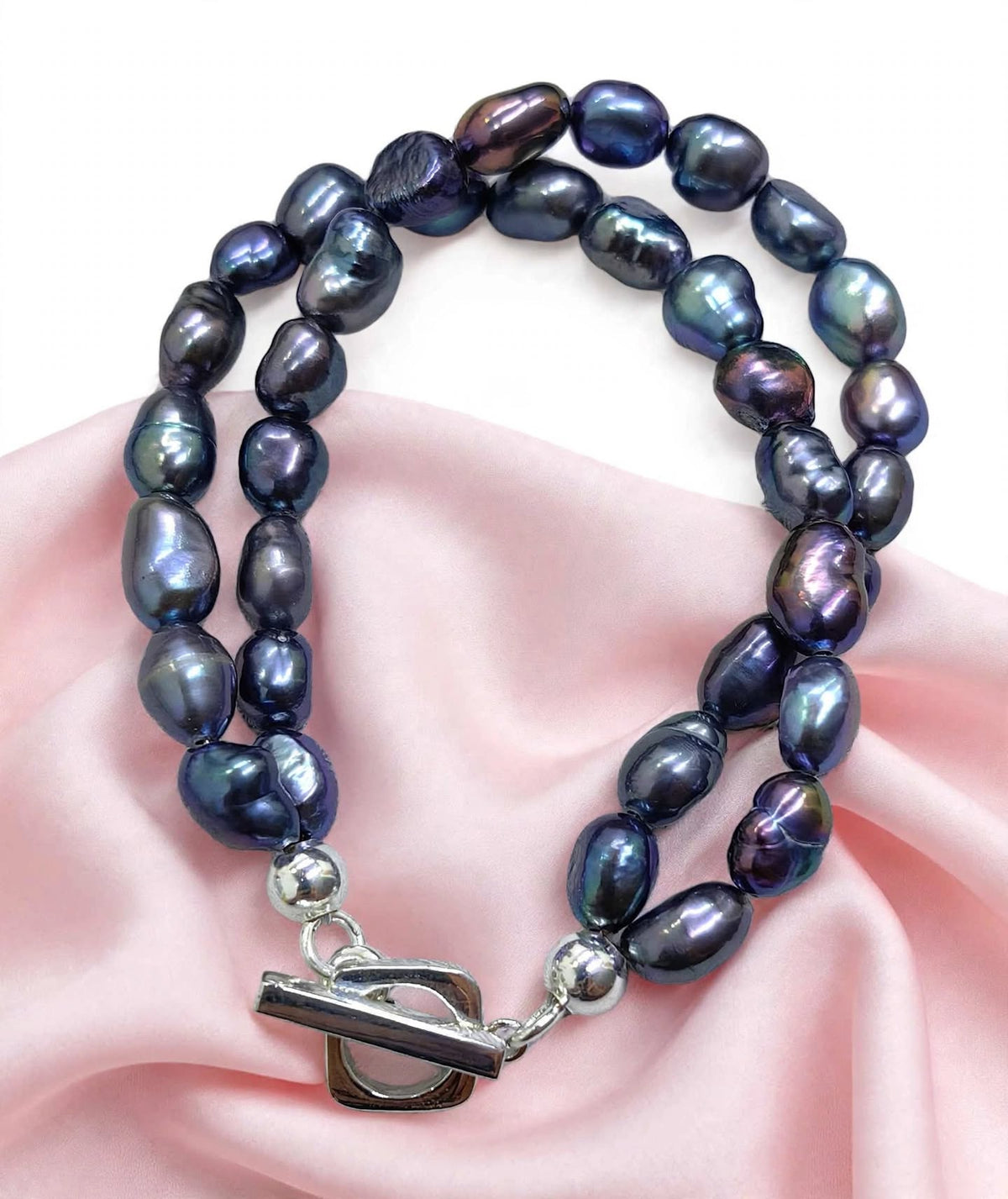 Pulsera Doble Perla Plata.925