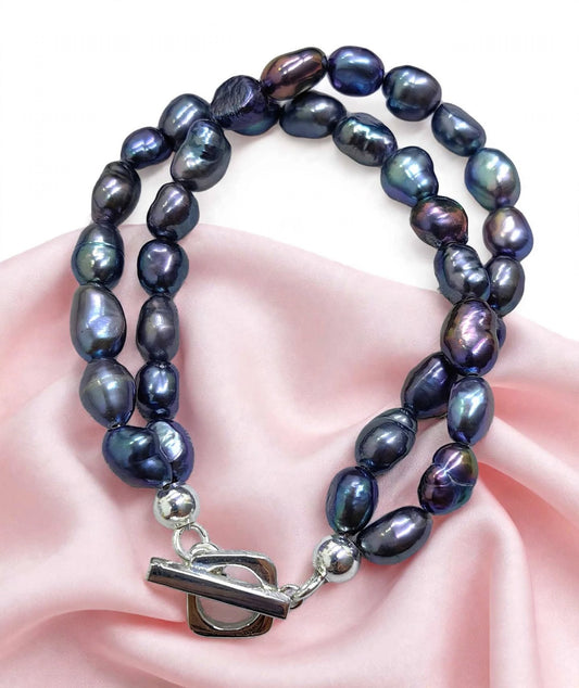 Pulsera Doble Perla Plata.925